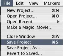 SAVE OFTEN S A V I N G Y O U R I M O V I E H D P R O J E C T When using imovie HD you should save at least every 5 minutes. This will insure the safety of your progress when working on large projects.