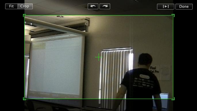 CLIP ADJUSTMENTS CONT. You can then resize the green box (Figure 14) that appears on the clip to control how much of the footage will be visible. Figure 14. To Adjust Audio in a clip: 1.