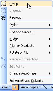 2. Select Draw Group from the Drawing toolbar. Figure 4-17 The objects are aligned with one another accordingly. The objects are grouped together as a single object.