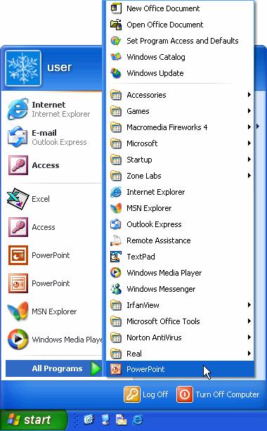 Because every computer can be set up differently (some people like to rearrange and reorder their program menu), the procedure for starting PowerPoint might be different from the one listed here. 1.