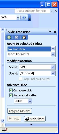 2. Click the Repeat button on the Rehearsal dialog box. The text animation effect on the first slide begins and prints the title onto the screen.
