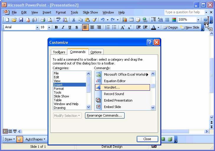 Figure 10-5 The purpose of PowerPoint s toolbars is to provide buttons for the commands you use most frequently.