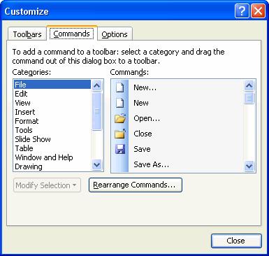 And if that still isn t enough, you can even create your own custom toolbar. In this lesson, you will learn how to modify PowerPoint s toolbars. 1. Select View Toolbars Customize from the menu.