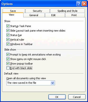 To Show or Hide Slide Comments: Figure 10-11 Figure 10-12 Microsoft spent a lot of time and research when it decided what the default settings for PowerPoint should be.