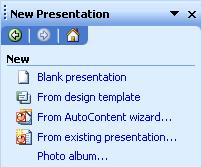 Chapter One: The Fundamentals 27 Figure 1-19 Create a new presentation by selecting and using one of these options: Blank Presentation: Creates a new, blank presentation using the default settings