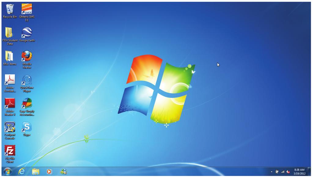 Operating Systems Lesson 1 Looking at the Windows Desktop Exam 1 - Objective 1.2 The Windows 7 Desktop will look similar to the following screen.