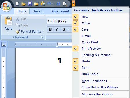 The Quick Access Toolbar The Quick Access Toolbar is part of the Ribbon. While you cannot customize the ribbon, you can add icons to the Quick Access Toolbar.