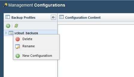 4 Create a new configuration by right-clicking the vcloud_backups profile and