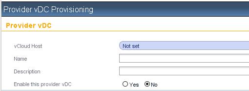 Step 9 After the vcloud Director environment is selected: Name