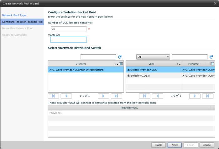 Step 3 Create a network pool for your vcloud infrastructure.