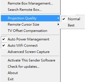 4.4.4 Remote Cursor Size Adjust the cursor size on projection screen. When you select 3X option, that will adjust the cursor to big size. The default is 2X. 4.4.5 TV Offset Compensation Most TVs has overscan design which will cut the edges of the Desktop.