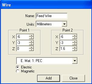 11 Additional Examples 10 Select the Wire button to add a feed wire at (x,