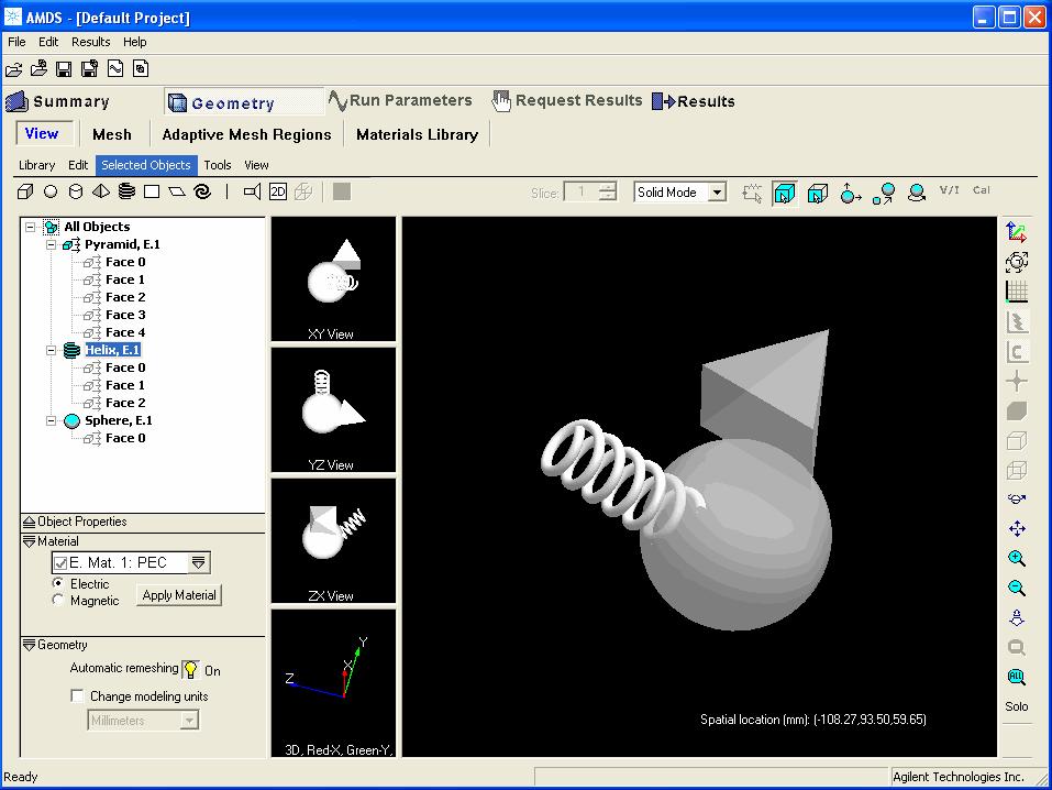1 Creating a Simulation Constructing the Geometry AMDS uses solid, dimension-based modeling to create geometries.