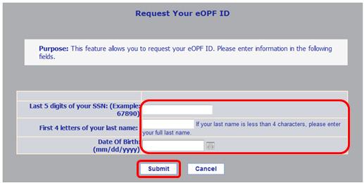 Read the eopf User Agreement screen and the Terms and Conditions. Click the Accept button.
