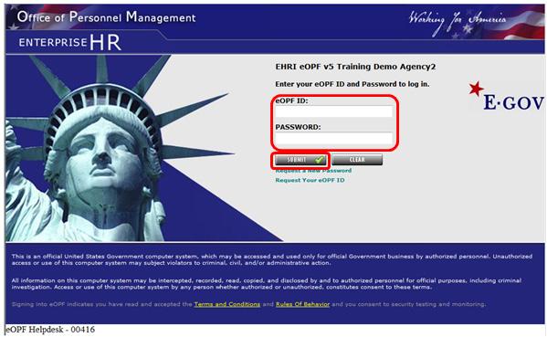 Part 3: First-time eopf Logon Enter your eopf ID and temporary password on the eopf Logon screen.