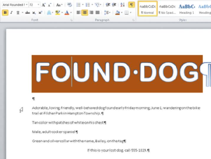 To Select Multiple Lines Creating, Formatting, and Editing a Word Document with Pictures Word Chapter WD The next formatting step for the flyer is to increase the font size of the characters between