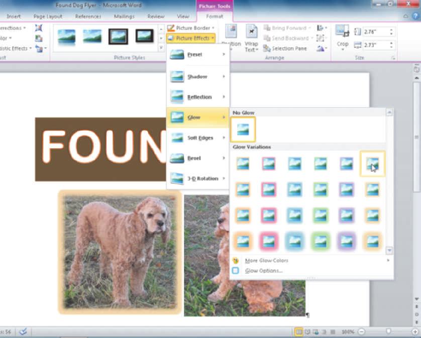 WD 38 Word Chapter Creating, Formatting, and Editing a Word Document with Pictures To Apply Picture Effects Word provides a variety of picture effects so that you can further customize a picture.