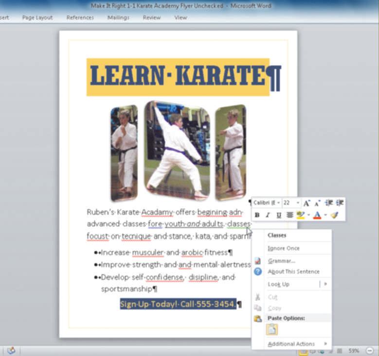 Make It Right Creating, Formatting, and Editing a Word Document with Pictures Word Chapter WD 57 Analyze a document and correct all errors and/or improve the design.