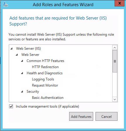 21. When the Add Roles and Features window is displayed, add the features. 22.