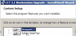 Accepting the default option of Galileo Desktop by pressing the Next button. This will then move you onto the Wrap Up screen (example on the next page) for completing the upgrade.
