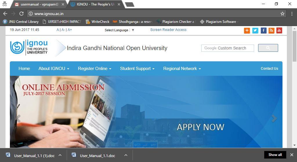 1 Introduction Indira Gandhi National Open University (IGNOU), as a part of its ongoing efforts for offering learner-friendly services, has introduced an Online Admission System (OAS).