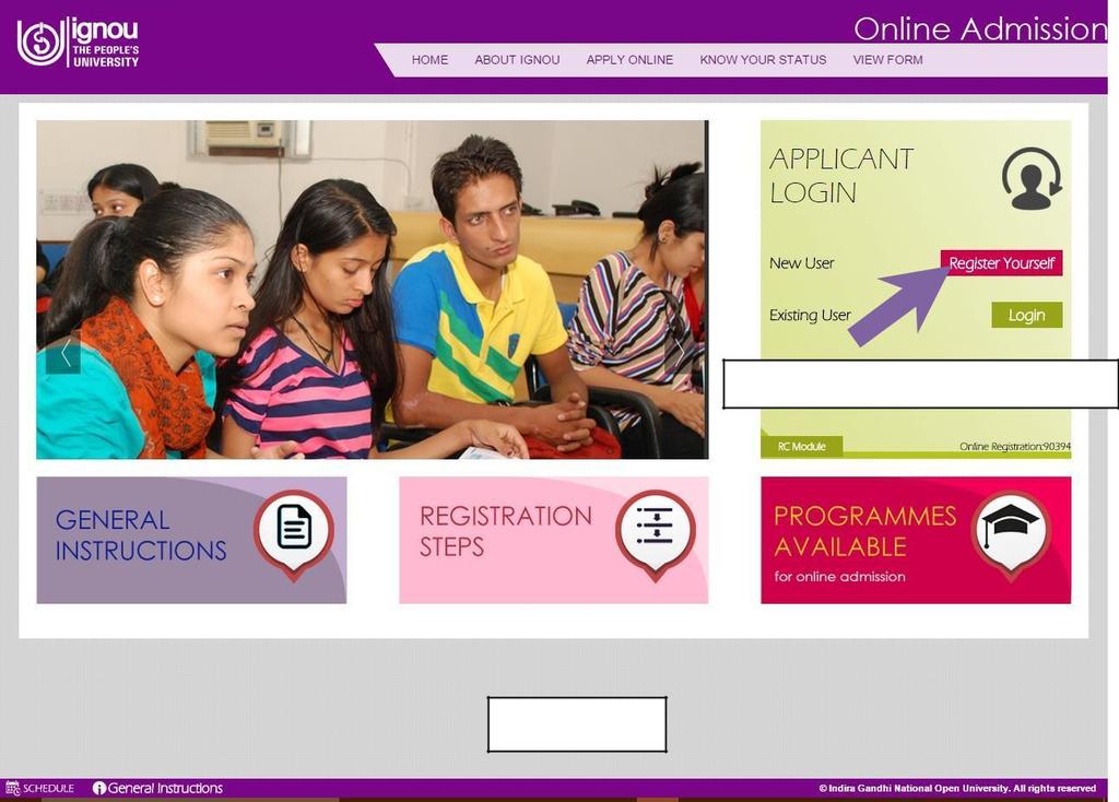 4 Filling Online Admission form 4.1 Register Yourself Step -1: The first step to fill up the Online Admission form is to register yourself.