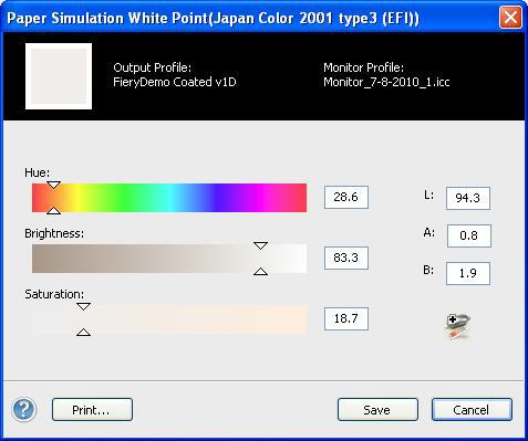 PAPER SIMULATION WHITE POINT EDITING 14 Paper Simulation White Point editing Your job may print acceptably with the fixed Paper Simulation setting.