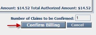 3. Click the checkbox adjacent to the claim you wish to confirm. 4. Click Confirm Billing to confirm all selected claims.