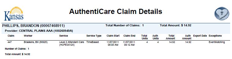 An example of a Claim Details report: 13.5.