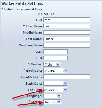 3. Click Save at the bottom of the page to save the worker and return to the Home page. A successful save message displays at the top of the page indicating the worker was saved successfully.