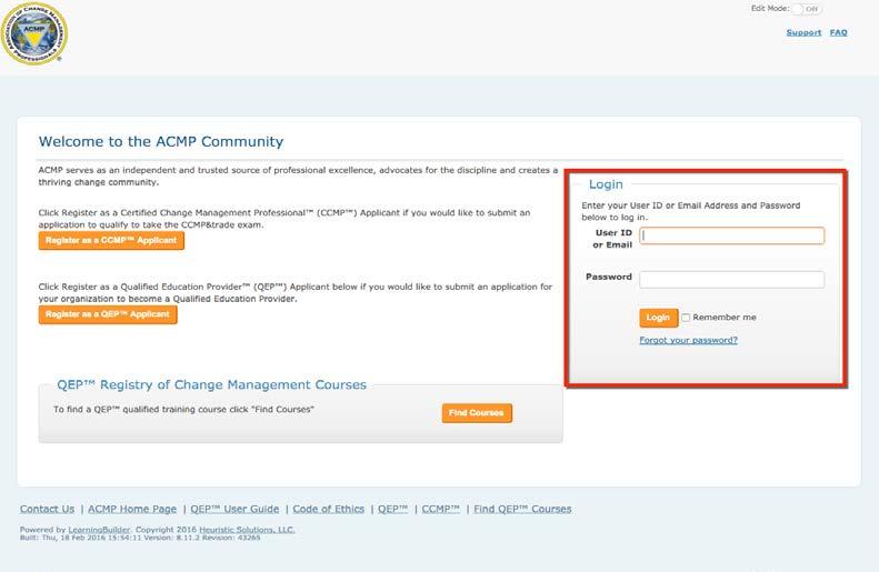 Figure 7: ACMP Login - Start of CCMP Application Click Begin CCMP Application.