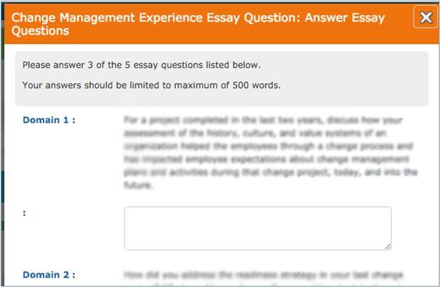 Essay Questions Figure 17: Section 5 of Application - Experience Essay Questions (1, 2,