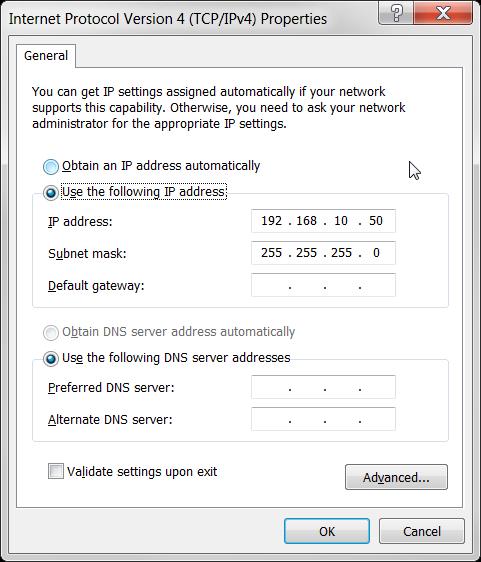 FIGURE 8-3. IPv4 Settings Fill out the details for the connection as above and select OK. The connection is now properly configured. The Intelimax manual (available from http://www.maxon.com.