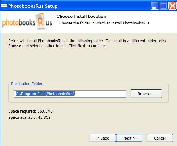 Installing PBRS for PC PBRS will now ask you where you would like to install the software to.