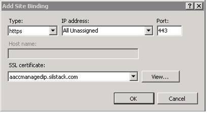 The Add (Edit) Site Binding window opens. Under Type, select https. Under IP Address, ensure All Unassigned is selected. Type 443 for the Port value.