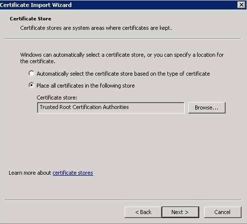 The Certificate Import Wizard re-opens.