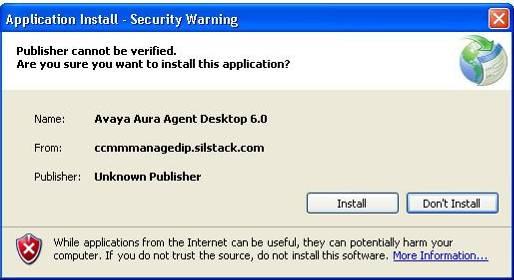The following dialog box appears. Click on the Install button and the installation commences. someserver.somewhere.