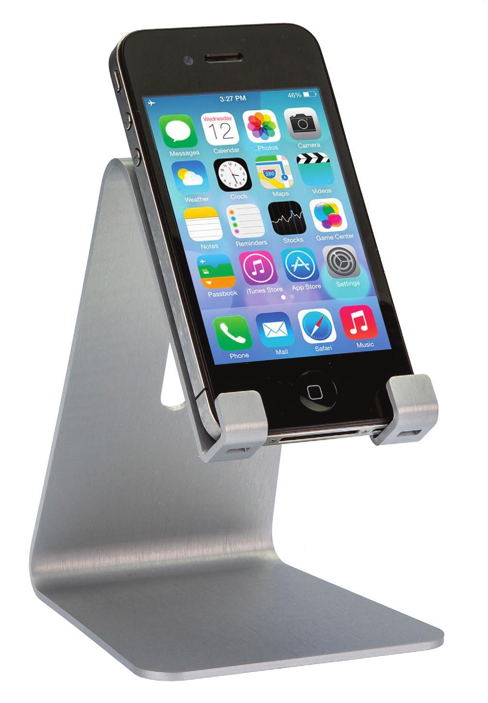 iphone FOR DESKTOP DISPLAY PRODUCT CODE 7635 11 Designed to compliment the aesthetic of the iphone, this tough stand is robust, being manufactured from 3mm aircraft grade aluminum.