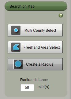 Create a Radius this tool allows you to select companies inside a radius.