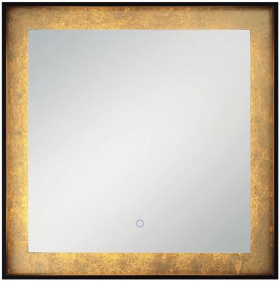 LED Mirror Square wall mount back-lit LED Mirror adorned with a gold leaf or silver leaf backdrop 2
