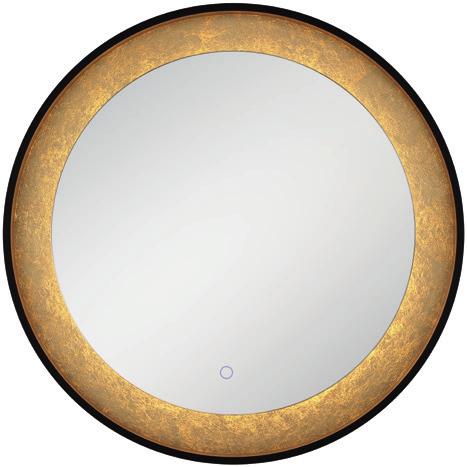 LED Mirror Circular wall mount back-lit LED Mirror adorned with a gold leaf or silver leaf backdrop 1/4