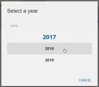 Month and Year toggle Allows you to change the month year of your calendar.