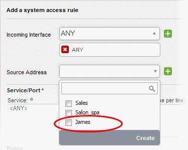 IP address - Select this if a single host is to be covered by the object and enter the IP address of the host IP range - Select this if more than one host is to be covered by the object and enter the