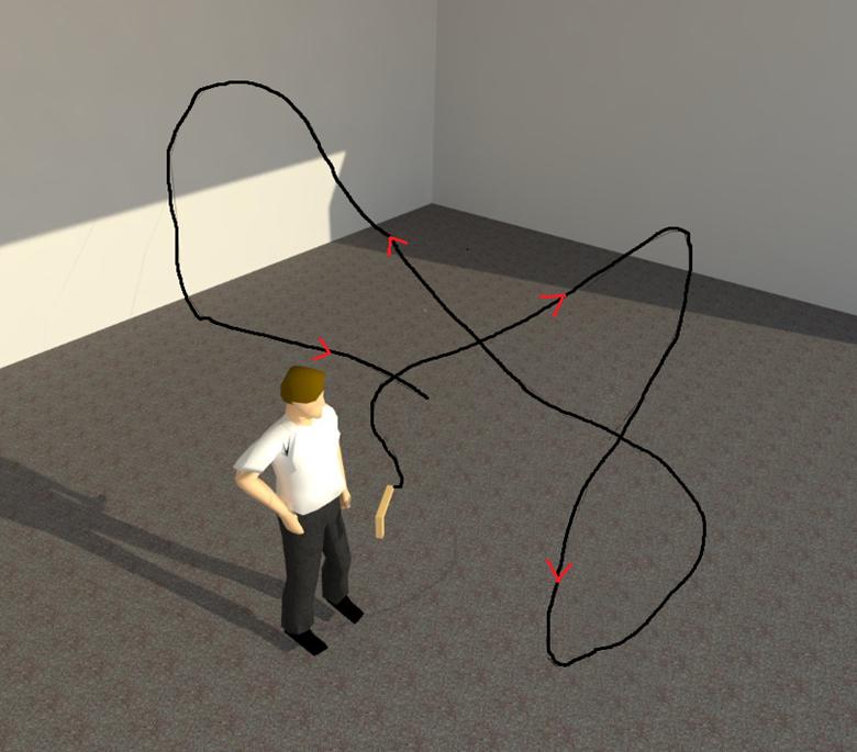 So, a human user draws the desired trajectory with the Gun and after a desired time the quadrotor follows such trajectory.