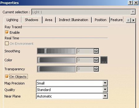 Creating Object-to-Object Shadows Page 113 This task shows you how to enable shadow-casting between objects. Open the FindMaterials1.CATProduct document. 1. Create a spot light source by selecting the Create Spot Light icon Only spot light sources can cast shadows between objects.