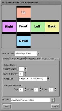Page 205 This dialog box lets you choose the type of ClearCoat 360 texture you want to generate.