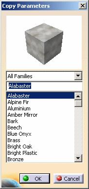 Page 48 3. Select a material from the list. By default, all materials are displayed. However, you can use the pulldown list to sort the materials by family before selecting the desired material. 4. Click OK to validate.
