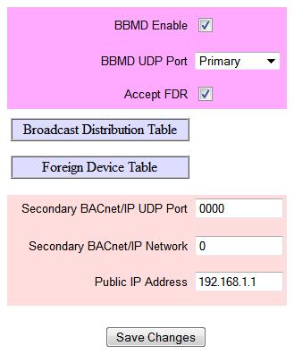 Application #8 BBMD Server with Firewall but No Local IP Devices Main Screen