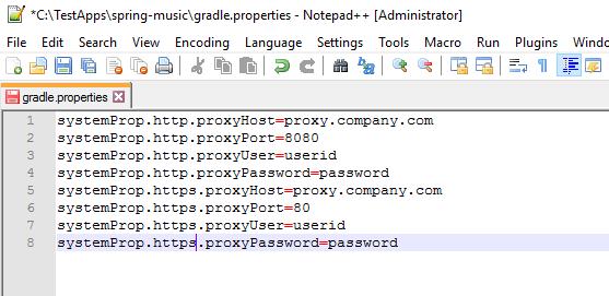 A.3 Adding proxy to gradle.properties file If you use a proxy to access the internet, and you have to assemble an app using the gradlew command, you may have to add your proxies to the gradle.