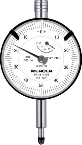 Factory standard Precision Dial Gauges 0.0001 in dial readout / 40 or 58 mm dial diameter 0.0001 in 1,1 mm Rotating dial with or without dial lock hardened. Adjustable tolerance marks.
